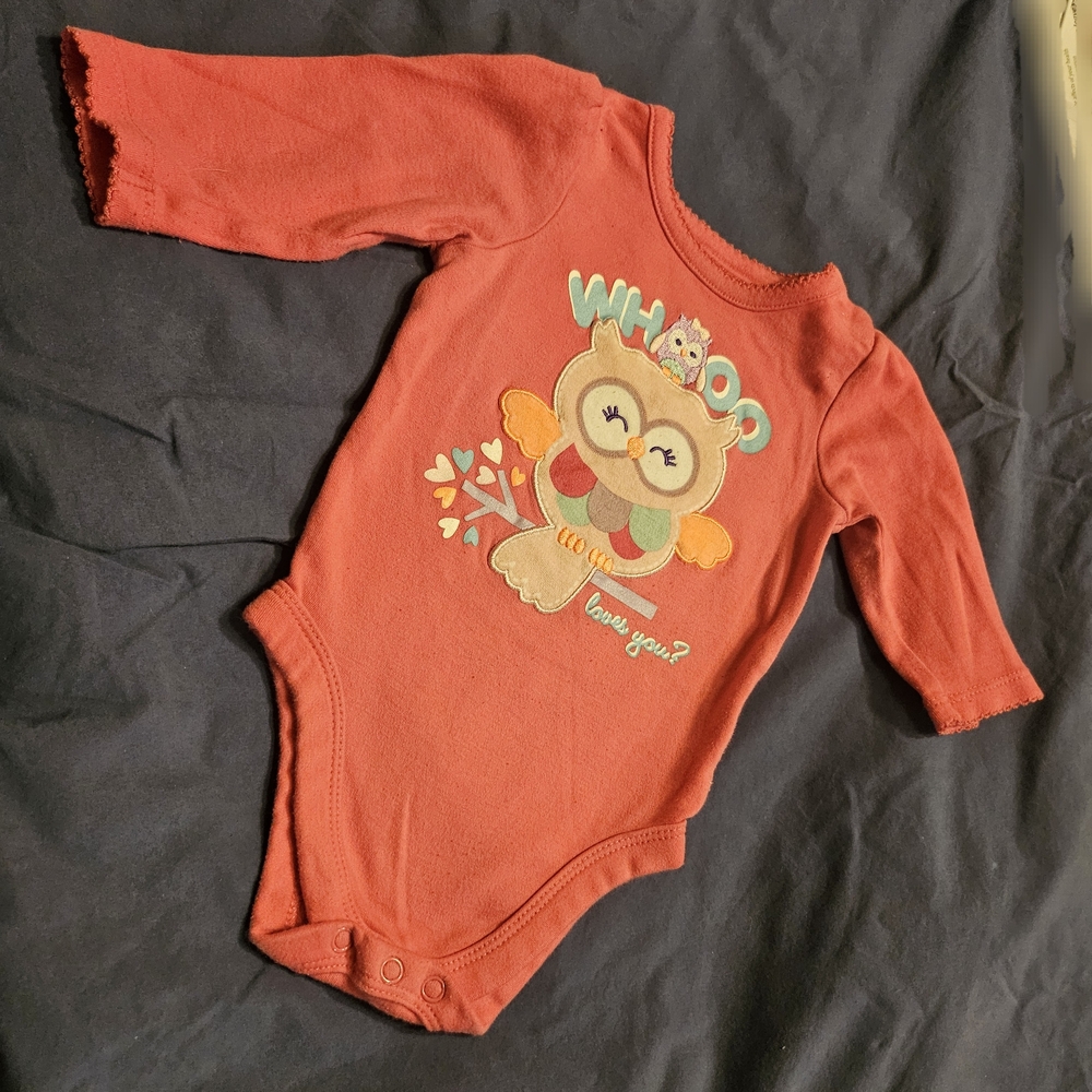 Garanimals Pink Owl Print Kids Bodysuit, 3/6mo